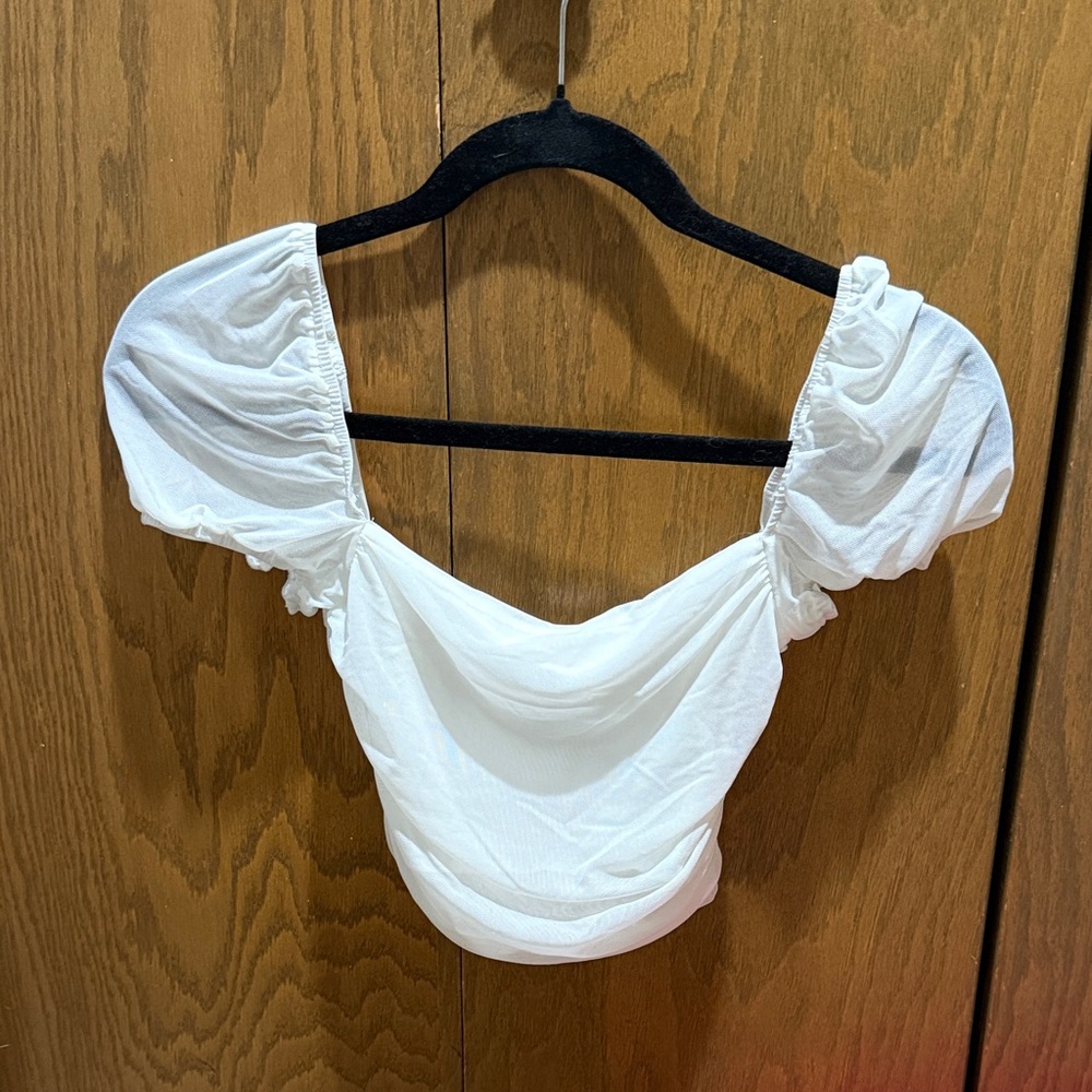 Princess Polly White Ruched Crop Top